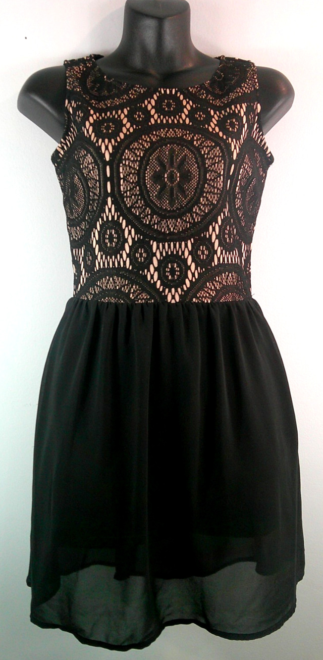 Heart & Soul Juniors Formal Dress Black Lace Sleeveless XS